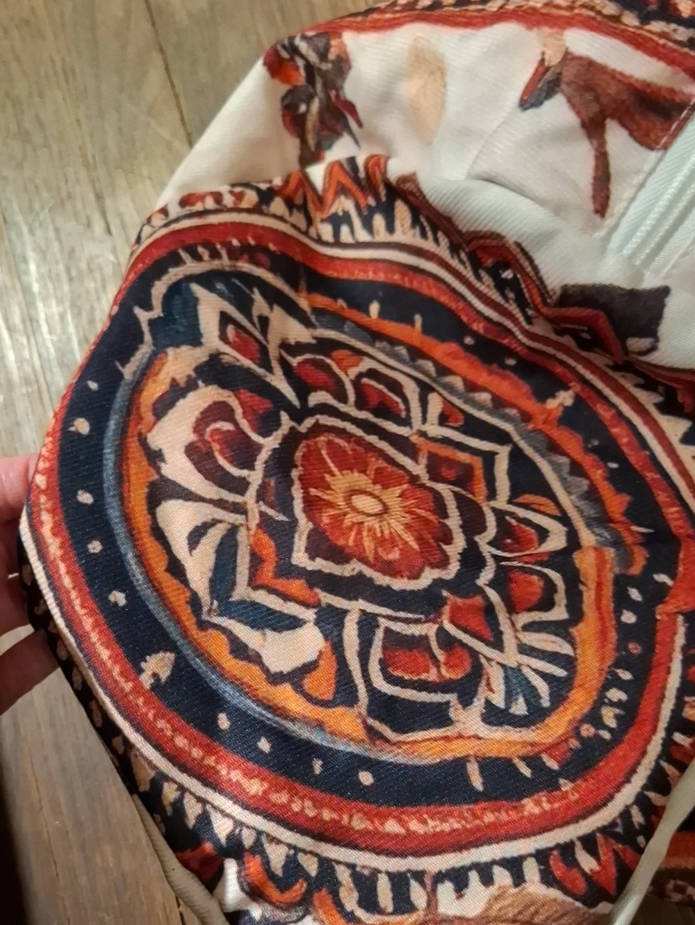 NEW! Boho Aztec Pattern Tote Bag in Orange and Navy